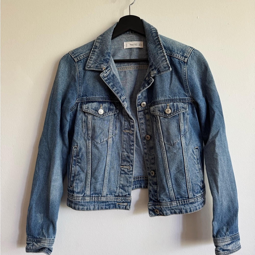 Mango Blue Jean Jacket Classic Trucker Style
